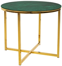Kafijas galdiņš Ditra, zelta/zaļa, 50 cm x 50 cm x 42 cm