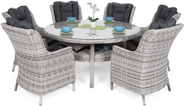 Āra mēbeļu komplekts Bristol Round Elegant, pelēks/gaiši pelēka, 6 sēdvietas