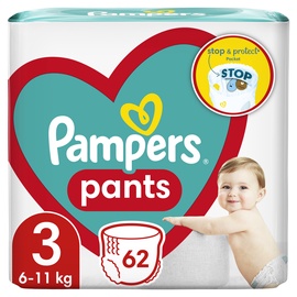 Подгузники Pampers Pants, 3 размер, 6 - 11 кг, 62 шт.