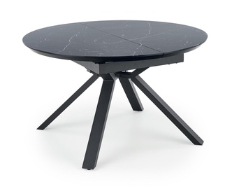 Pusdienu galds izvelkams Vertigo, melna, 130 - 180 cm x 130 cm x 76 cm