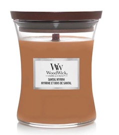 Svece, aromātiskā WoodWick Medium Hourglass Santal Myrrh, 55 - 65 h, 275 g, 120 mm x 100 mm