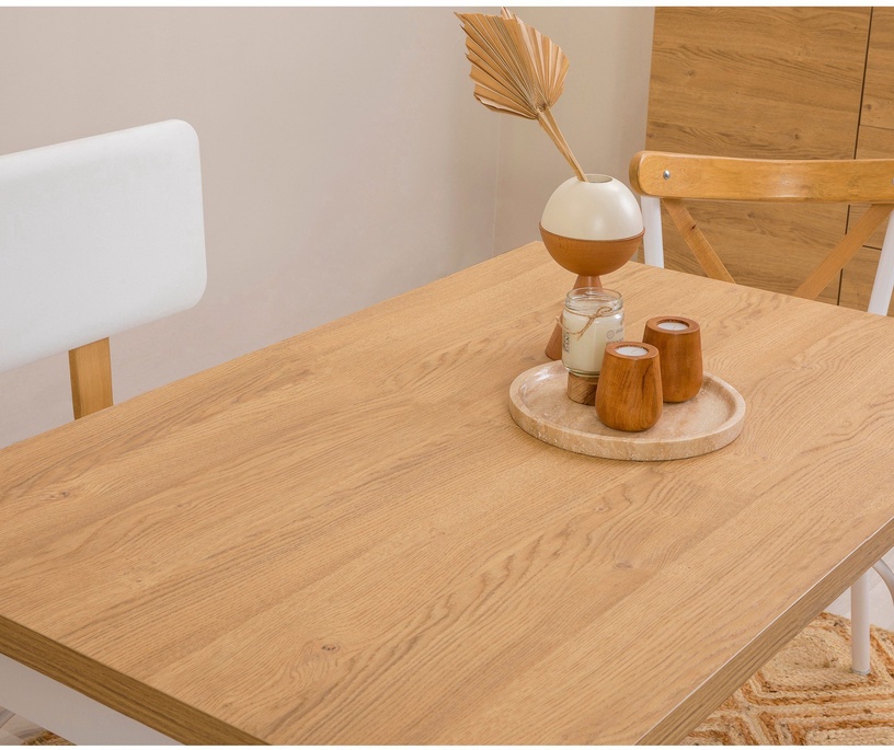Ēdamistabas komplekts Kalune Design OLV-SA-TK2, balts/koka