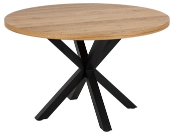 Pusdienu galds Actona Heaven Round, melna/ozola, 1200 mm x 1200 mm x 764 mm