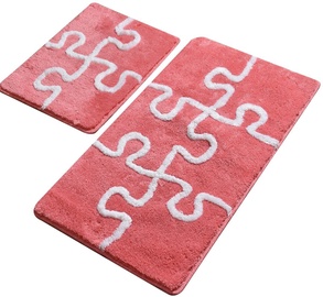 Vannitoamattide komplekt Foutastic Puzzle 359CHL2443, valge/roosa, 1000 mm x 600 mm