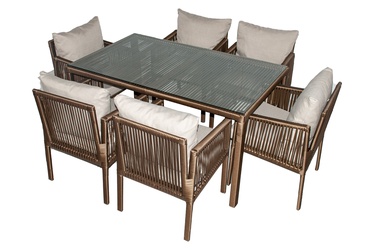 Комплект уличной мебели Floriane Garden Otto 6 134JML1192, темно коричневый, 6 места