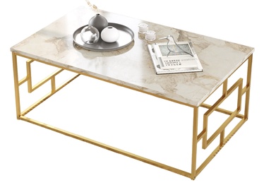Журнальный столик Kalune Design VG12 GE, золотой/бежевый, 60 см x 100 см x 40 см