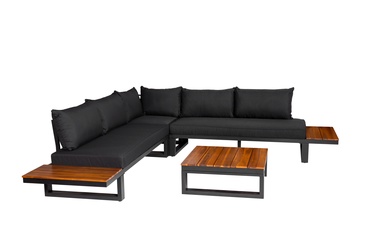 Комплект уличной мебели Masterjero Luxury, черный/дерева/темно-серый, 5 места