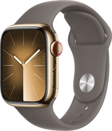Viedais pulkstenis Apple Watch Series 9 GPS + Cellular, 41mm Gold Stainless Steel Clay Sport Band S/M, zelta