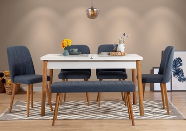 Ēdamistabas komplekts Kalune Design Santiago 1048 - 2 AB, priedes/tumši zila