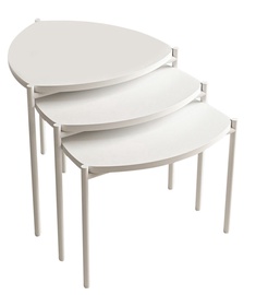 Kohvilaudade komplekt Kalune Design Lenny, valge, 45 cm x 45 cm x 35 - 45 cm