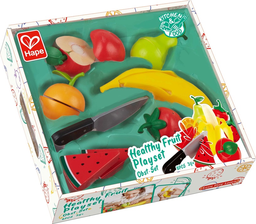 Mänguköögi tarbed, köögi mänguasjad, puuviljade lõikamise komplekt Hape Healthy Fruit E3171, mitmevärviline