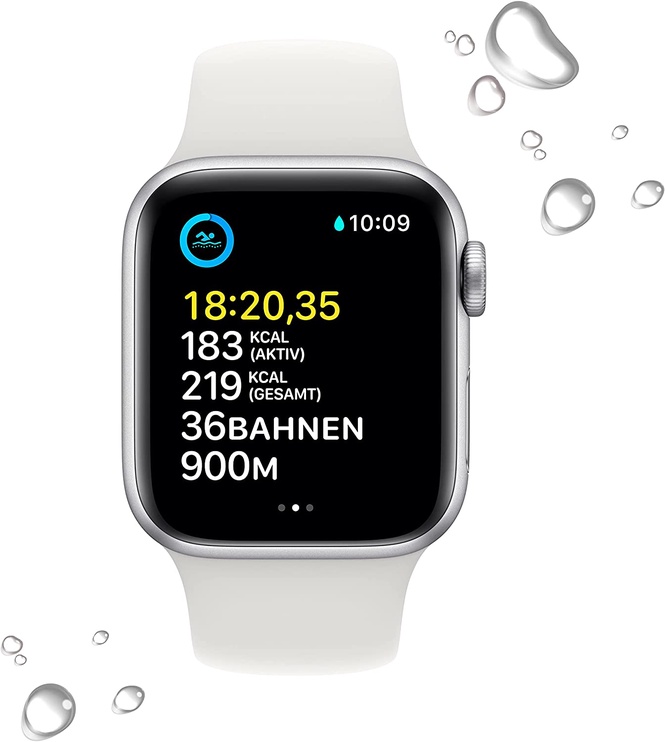 Умные часы Apple Watch SE GPS + Cellular (2nd Gen) 40mm Silver Aluminium Case with White Sport Band - Regular, серебристый