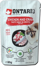 Kassi märgtoit Ontario Tasty Meat In Broth 213-3033, kanaliha/mereannid, 0.08 kg