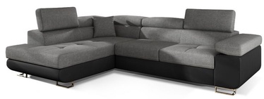 Stūra dīvāns Anton, melna/pelēka, kreisais, 202 x 275 x 90 cm