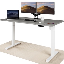 Galds regulējams augstums Desktronic HOME ONE, balta/pelēka