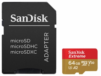 Карта памяти SanDisk Extreme, 64 GB + Adapter