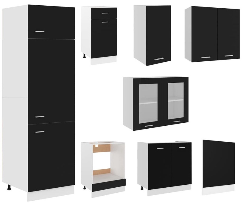 Кухонный гарнитур VLX 8 Piece Set, черный, 2.95 м
