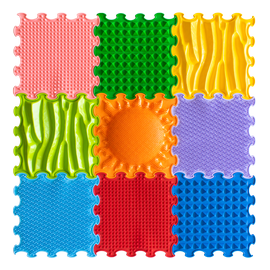 Puzle - paklājs Ortoto Stimulative Rainbow, 30 cm x 30 cm