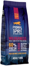 Sausā suņu barība Alpha Spirit Primal Spirit Wilderness, zivs/vistas gaļa/rīsi/cūkgaļa, 12 kg