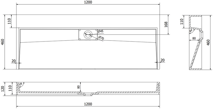 Vannas istabas izlietne Mexen Ava B/O 23011270, konglomerāts, 120 cm x 46 cm x 11 cm