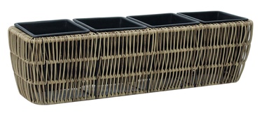 Puķu pods Home4you Wicker 38080, plastmasa/metāls, 570 mm x 160 mm, brūna