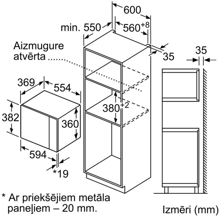 Iebūvēta mikroviļņu krāsns Bosch BFL554MS0, melna/nerūsējošā tērauda, 900 W (bojāts iepakojums)/01