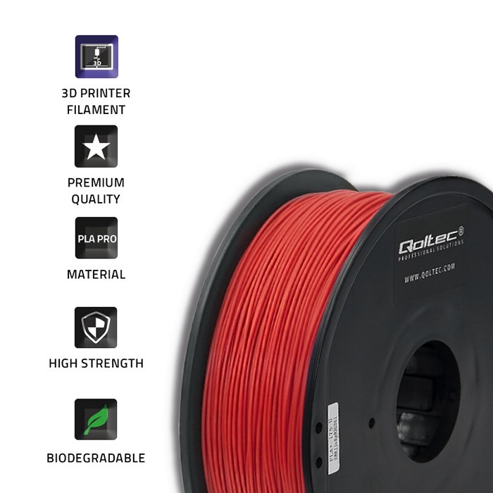 Palīgmateriāli 3D printeriem Qoltec Professional Filament, sarkana