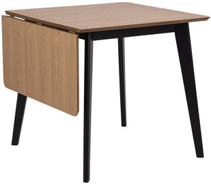 Обеденный стол c удлинением Home4you Roxby AC91467, коричневый/черный, 80 - 120 см x 80 см x 76 см