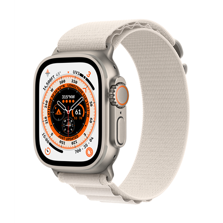 Умные часы Apple Watch Ultra GPS + Cellular 49mm Titanium Case with Starlight Alpine Loop - Small, титановый