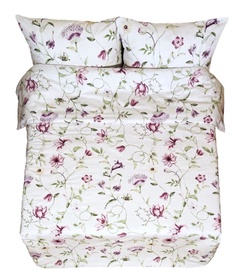 Gultas veļas komplekts Rustilė Warmth, balta/zaļa/rozā, 150x215 cm