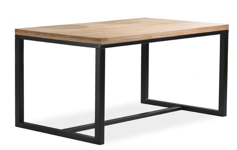 Valgomojo stalas Loras, juodas/ąžuolo, 180 cm x 90 cm x 75 cm