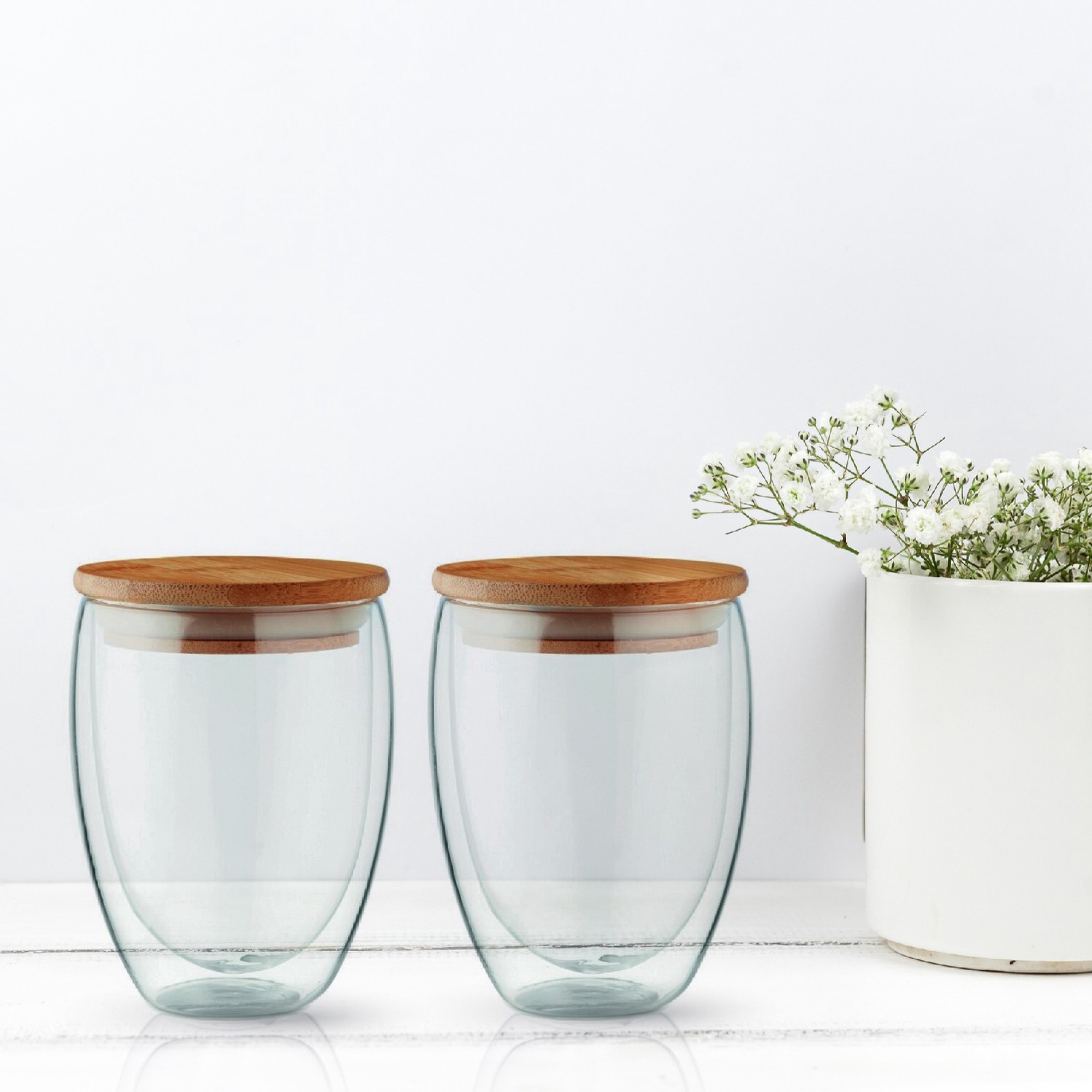 Dubultā stikla glāze Doublewalled Glass Set With Lids, 2 gab., 0.35 l