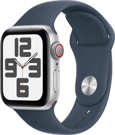 Išmanusis laikrodis Apple Watch SE GPS + Cellular, 44mm Silver Aluminium Case with Storm Blue Sport Band - M/L, sidabro