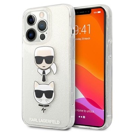 Ümbris Karl Lagerfeld Glitter Karl`s & Choupette for iPhone 13 Pro Max, Apple iPhone 13 Pro Max, läbipaistev/hõbe