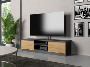 TV galds Top E Shop Malwa 140, ozola/antracīta, 140 cm x 40 cm x 36 cm