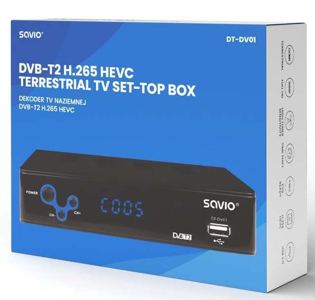 Цифровой приемник Savio DT-DV01, 16.7 см x 10.9 см x 3.8 см, черный