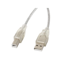 Vads Lanberg USB to USB-B USB 2.0 A male, USB 2.0 B male, 3 m, caurspīdīga