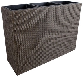 Puķu pods Home4you Wicker 35183, plastmasa/metāls, 39 cm x 110 cm, tumši brūna