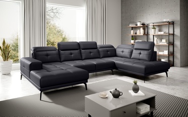 Stūra dīvāns Bretan Softis 11, melna, labais, 205 x 350 cm x 107 cm