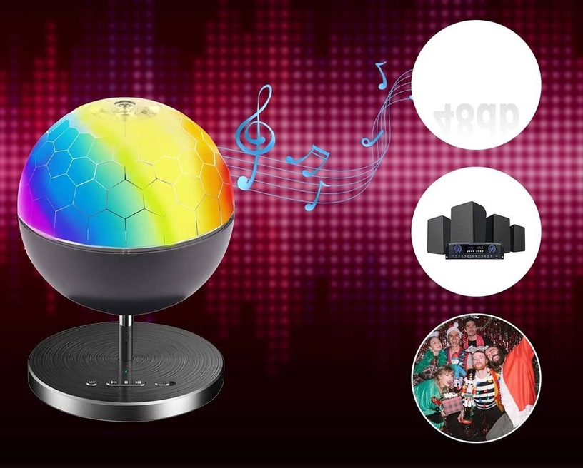 Diskotēku gaismeklis Mocco Bluetooth Disco Ball Speaker, melna