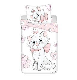 Voodipesukomplekt lastele Jerry Fabrics Marie Cat Flowers 03, valge/roosa, 140 x 200 cm