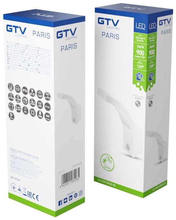 Светильник GTV Paris LD-PAR10W40-00, 10Вт, LED, IP54, белый
