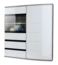 Шкаф-витрина ASM Ontario Type 40, белый/черный/дубовый, 100 см x 36 см x 125 см