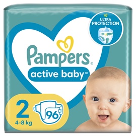 Sauskelnės Pampers Active Baby, 2 dydis, 8 kg, 96 vnt.