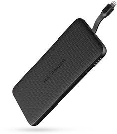 Uzlādēšanas ierīce – akumulators (Power bank) RAVPower Built-in Lightning Cable RP-PB099, 10000 mAh, melna