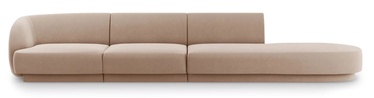 Dīvāns Micadoni Home Miley Velvet, gaiši brūna, labais, 302 x 85 cm x 74 cm