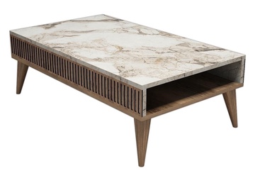 Kafijas galdiņš Kalune Design Milan, balta/valriekstu, 1050 mm x 600 mm x 346 mm