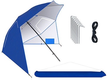Pludmales lietussargs Malatec, 260 cm, zila/sudraba