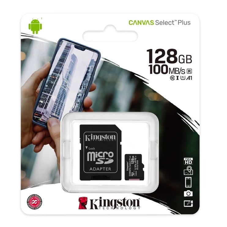 Mälukaart Kingston CL10 MICRO SD + ADAPTER, 128 GB