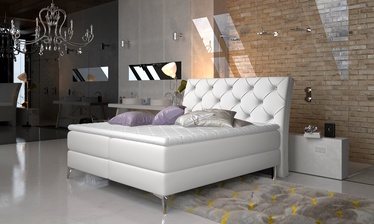 Кровать полтора места континентальная Adel Soft 17, 140 x 200 x 20 cm, белый, с матрасом, с решеткой